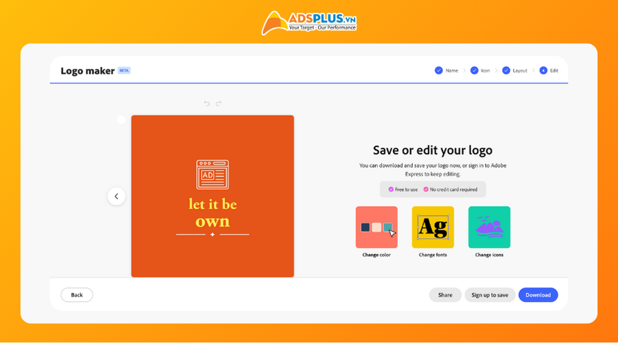 Thiết kế logo bằng AI - Bước 5: Bạn chọn mẫu ưng ý và nhấn Download để tải về. Hoặc bạn cũng có thể tinh chỉnh lại màu sắc, font chữ, ...