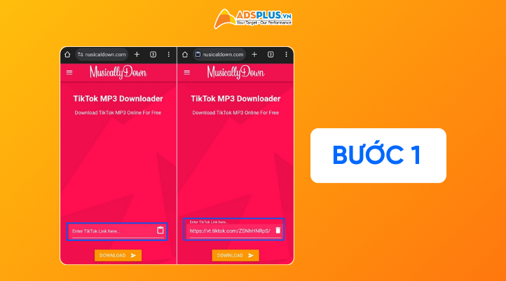 Bước 1 Cách lấy nhạc Tik Tok làm nhạc chuông bằng Musicaldown trên Android: Bạn truy cập Musicaldown qua trình duyệt và truy cập vào địa chỉ website của Musicaldown. 