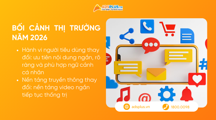 Bối cảnh thị trường ảnh hưởng đến Marketing và Truyền thông 2026 với tác động từ công nghệ và thay đổi hành vi tiêu dùng.
