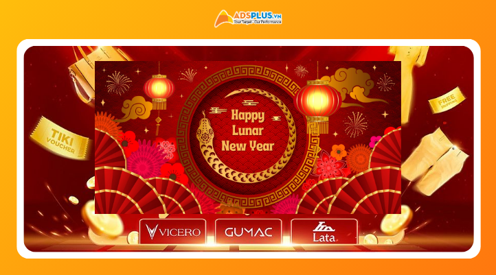 Hình ảnh và màu sắc banner Tết giúp thương hiệu tạo dấu ấn riêng, tránh trùng lặp mùa cao điểm