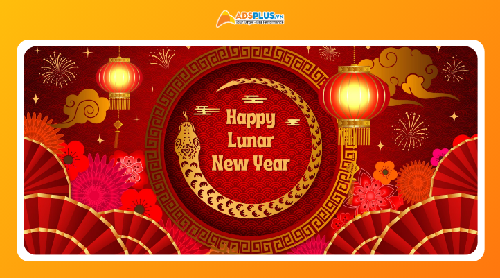 Bố cục banner Tết rõ ràng giúp truyền tải thông điệp nhanh và tăng hiệu quả truyền thông