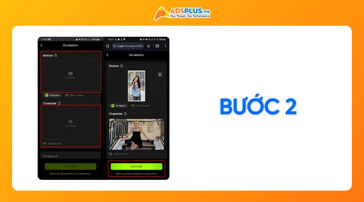 Bước 2: Tại giao diện chính, bạn nhấn chọn mục tải ảnh và chọn mẫu chuyển động (motion) phù hợp với ý tưởng của mình.