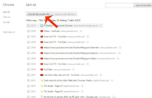 Cách xóa lịch sử google trên chrome, cốc cốc, firefox