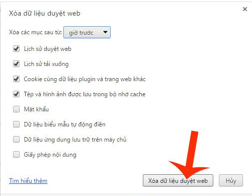Cách xóa lịch sử google trên chrome, cốc cốc, firefox